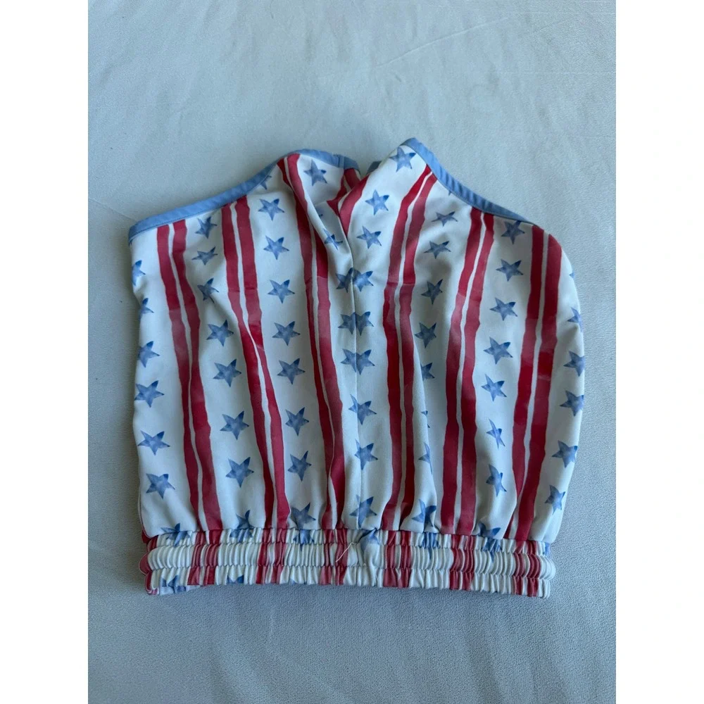 Lullaby Collection Kids 6 Americana Stars Stripes Blue Tee Shorts Set Patriotic